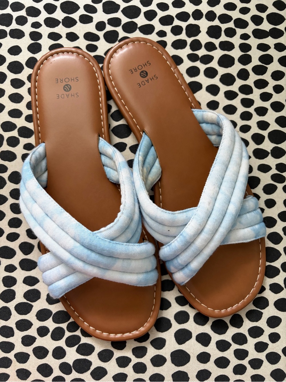 Shade & Shore Women’s Blue Cloud Crisscross Slide Sandals